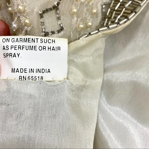 Vtg 80’s Stenay Champagne Beaded Short Gown 10 - Picture 15 of 16